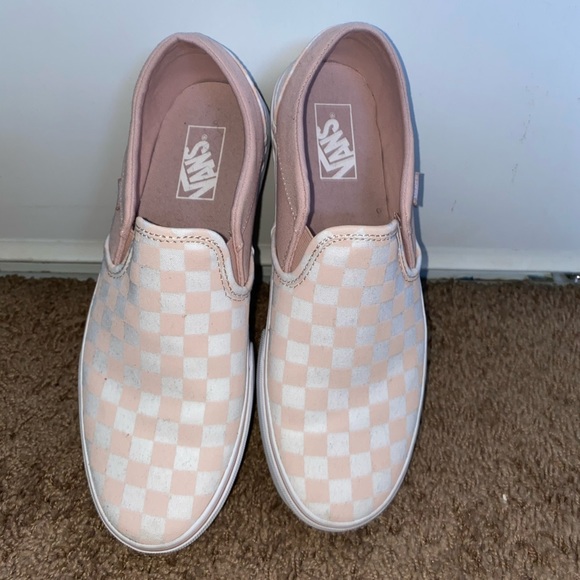 Vans Shoes - Pink slip on checkered vans